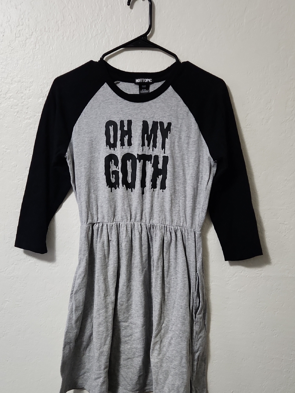 Hot Topic Black & Gray "Oh My Goth" Raglan Waist Dress